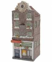 Feest kerstdorp huisje bruine amsterdamse gevel 16 cm 10091479