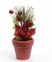 Feest kerstversiering poinsetta kerstster rood 16 cm