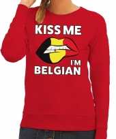 Feest kiss me i am belgian sweater rood dames