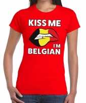 Feest kiss me i am belgian t-shirt rood dames