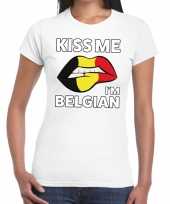 Feest kiss me i am belgian t-shirt wit dames
