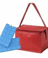 Feest kleine koeltas rood voor 6 blikjes inclusief 2 koelelementen