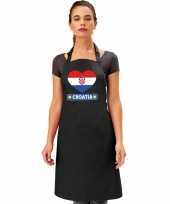 Feest kroatie hart vlag barbecueschort keukenschort zwart