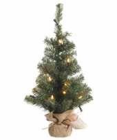 Feest kunst kerstboom groen met warm witte verlichting 75 cm