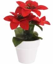 Feest kunstplant rode kerstster in pot 16 cm