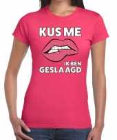 Feest kus me ik ben geslaagd t-shirt roze dames