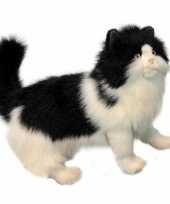 Feest levensechte hansa pluche perzische kat zwart wit 40 cm