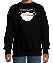 Feest merry corona christmas foute kerstsweater outfit zwart voor kinderen