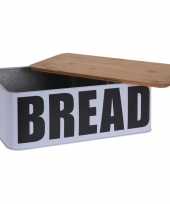 Feest metalen brood trommel met plank 32 cm