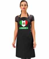 Feest mexico hart vlag barbecueschort keukenschort zwart