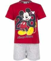 Feest mickey mouse korte pyjama rood met grijs
