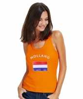 Feest mouwlose shirts met vlag van holland dames
