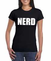 Feest nerd tekst t-shirt zwart dames