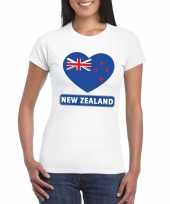 Feest nieuw zeeland hart vlag t-shirt wit dames