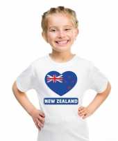 Feest nieuw zeeland hart vlag t-shirt wit jongens en meisjes