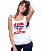 Feest noorwegen hart vlag singlet-shirt tanktop wit dames