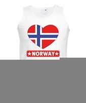 Feest noorwegen hart vlag singlet-shirt tanktop wit heren