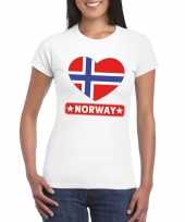 Feest noorwegen hart vlag t-shirt wit dames