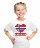 Feest noorwegen hart vlag t-shirt wit jongens en meisjes