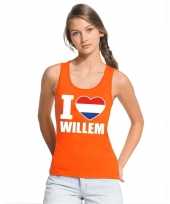Feest oranje i love willem tanktop dames