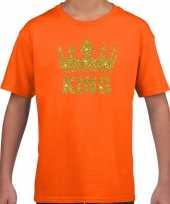 Feest oranje king gouden glitter kroon t-shirt kinderen