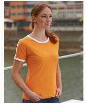 Feest oranje met wit contrast tshirt voor dames