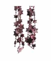 Feest oud roze sterren kralenslinger kerstslinger 270 cm 3 stuks