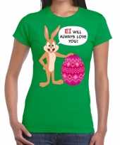 Feest paas t-shirt ei will always love you groen voor dames