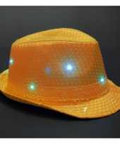 Feest pailletten trilby hoed oranje led light
