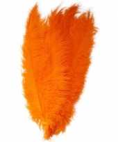 Feest pieten veer struisvogelveren oranje 50 cm verkleed accessoire