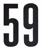 Feest plakcijfers 59 zwart 10 cm