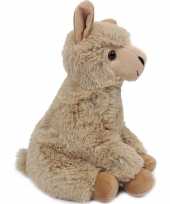 Feest pluche beige alpaca lama knuffel 24 cm zittend