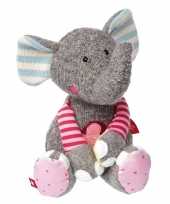 Feest pluche patchwork grijs roze olifant knuffel 31 cm