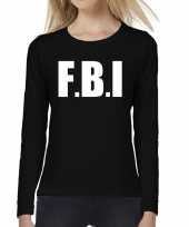 Feest politie fbi tekst t-shirt long sleeve zwart voor dames