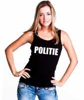 Feest politie tekst singlet-shirt tanktop zwart dames