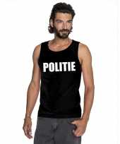 Feest politie tekst singlet-shirt tanktop zwart heren