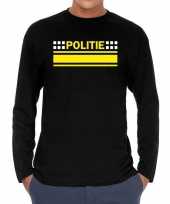 Feest politie verkleed t-shirt long sleeve zwart voor heren