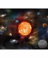 Feest poster van planeten in zonnestelsel melkweg voor op kinderkamer school 84 x 59 cm