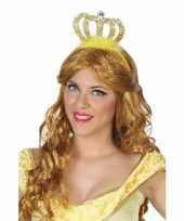 Feest prinses koningin verkleed diadeem met gouden kroon