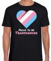 Feest proud to be transgender pride vlag hartje lhbt t-shirt zwart voor heren
