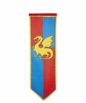 Feest ridder vlag met wapenschild blauw en rood