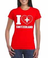 Feest rood i love zwitserland fan shirt dames