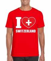 Feest rood i love zwitserland fan shirt heren