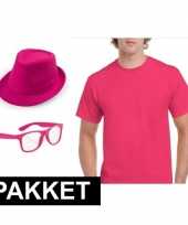 Feest roze verkleed set voor heren