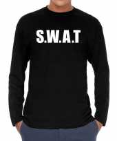 Feest s w a t politie long sleeve t-shirt zwart voor heren