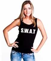 Feest s w a t tekst singlet-shirt tanktop zwart dames