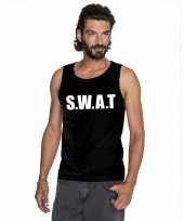 Feest s w a t tekst singlet-shirt tanktop zwart heren