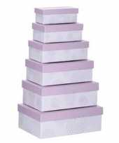Feest set van 6x stuks pastel paarse cadeaudoosjes 16 5 28 5 cm rechthoekig