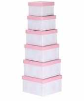 Feest set van 6x stuks pastel roze cadeaudoosjes 13 5 21 cm vierkant