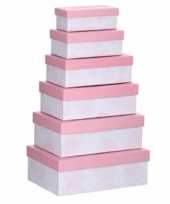 Feest set van 6x stuks pastel roze cadeaudoosjes 16 5 28 5 cm rechthoekig